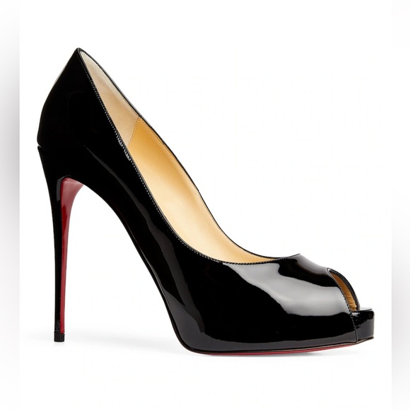 Christian Louboutin Shoes - Christian Louboutin Black Patent Peep-Toe Heels size:40